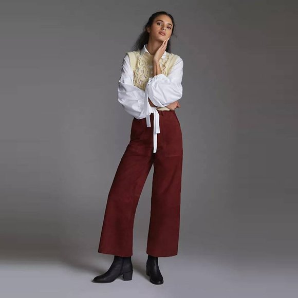 AnthropologieDeadwood Straight Suede Pants in Red